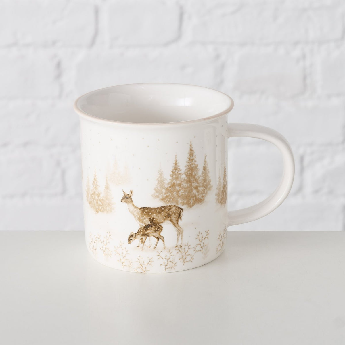 Winter Kaffee Haferl mit Hirschkuh und Kalb, 400ml