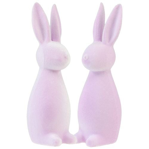 Osterhase beflockt -Flieder- 15cm