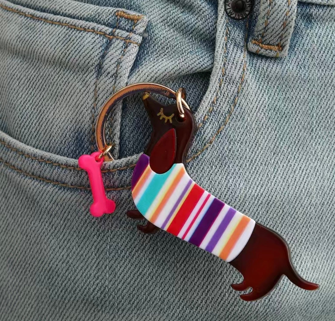 Dackel Schlüsselanhänger Acryl -Farbe wählbar-