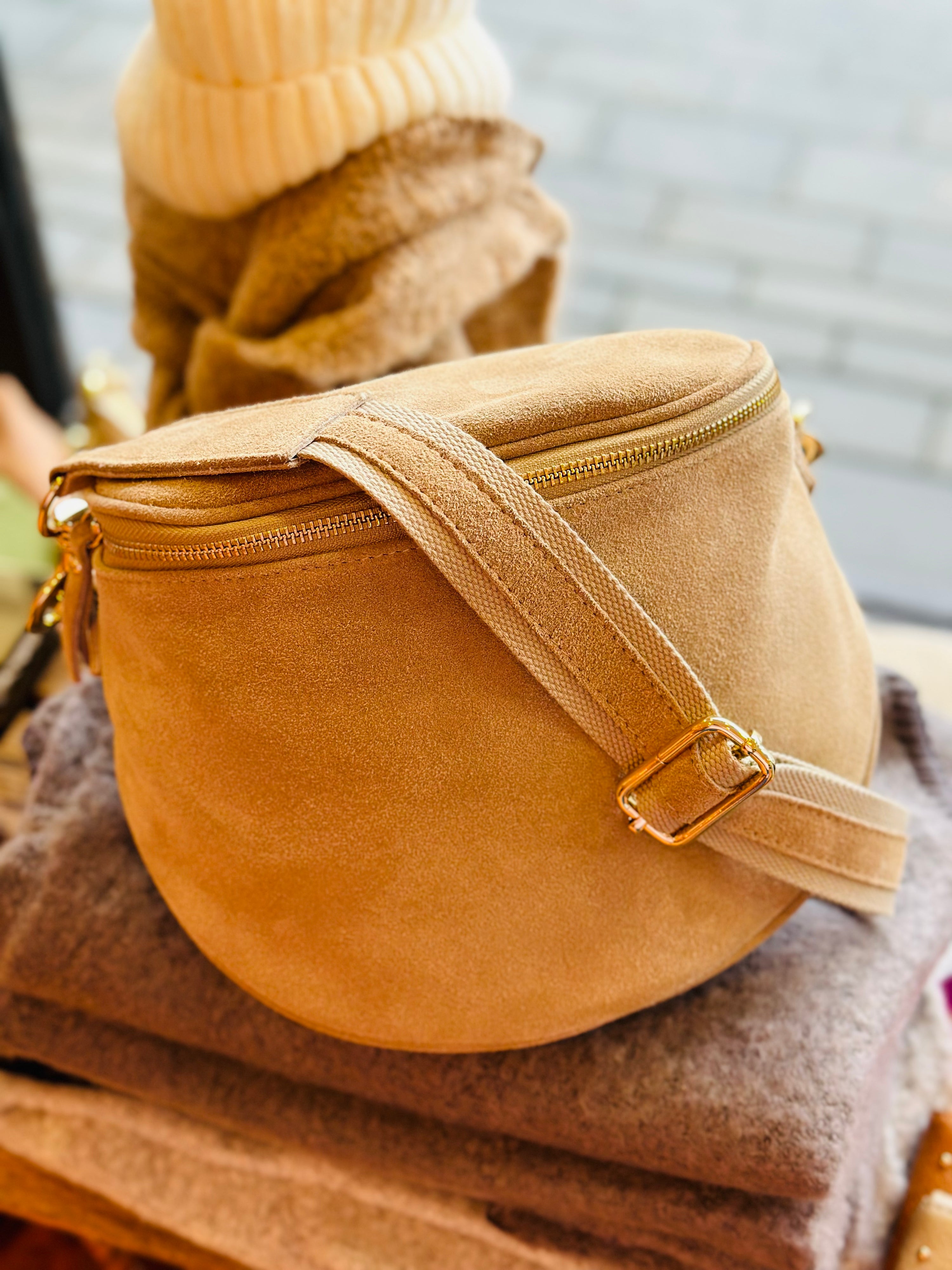 Wildleder Crossbag Juli -Beige-
