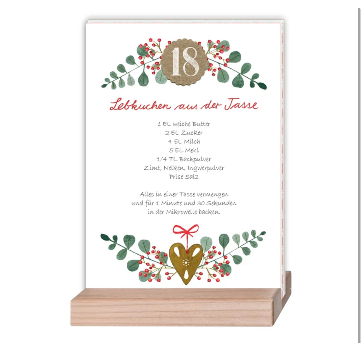 Kartenset Adventskalenderkarten mit Holzständer -Version 2-