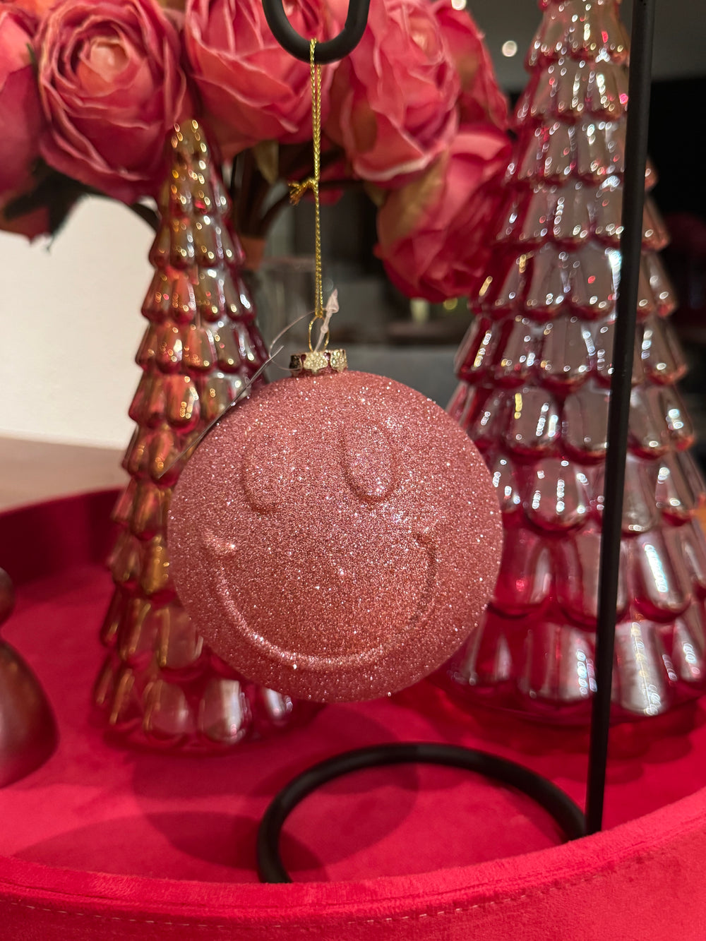 Baumanhänger Smiley rosa