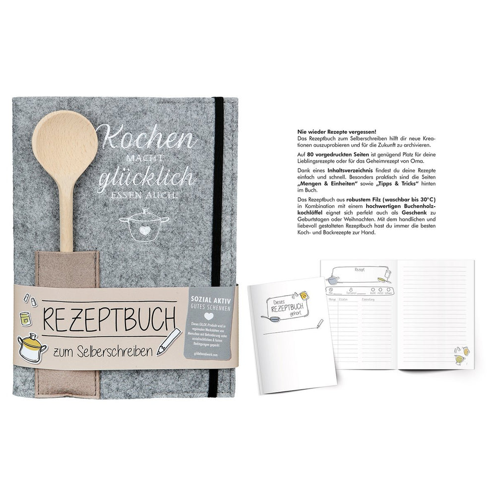 Kochbuch & Kochlöffel Kochen macht glücklich