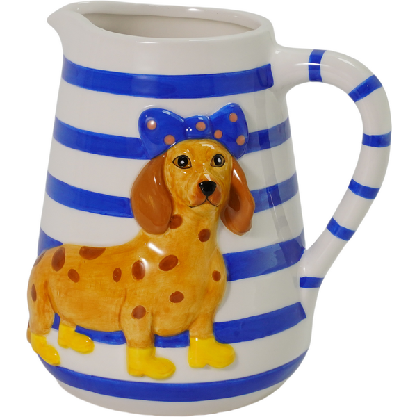Steingutvase Dackel