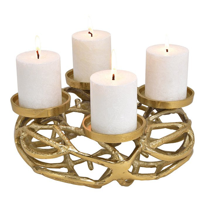 Adventskranz geflochten 30cm rund Gold