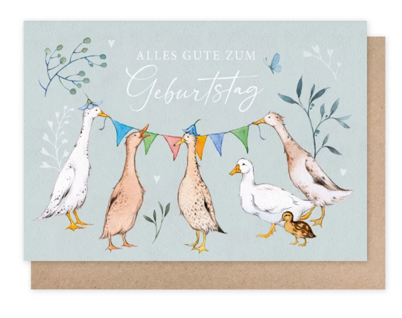 Karte mit Umschlag Alles Gute zum Geburtstag (Entenparty)