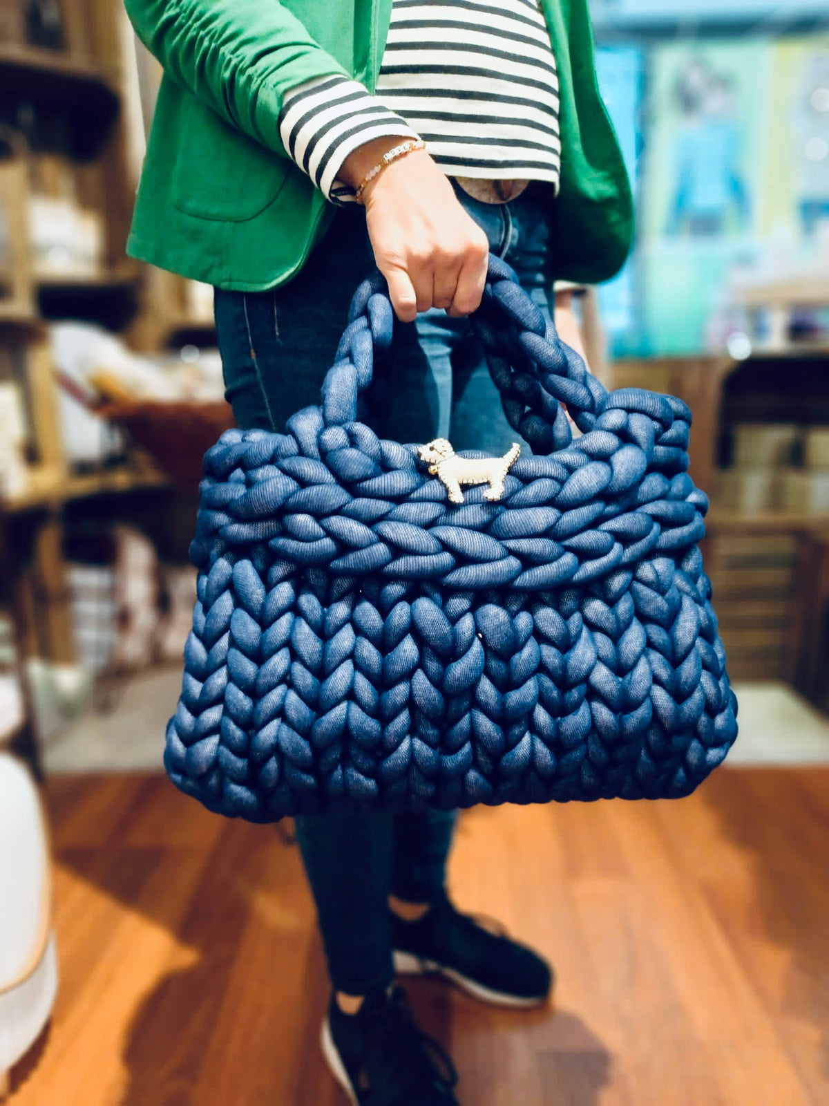 Lofty Loop Bag MAXI 40cm-Navy mit Dackel-