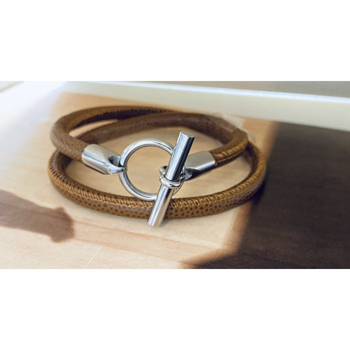 Frenchie Bracelet (braun marmoriert/silber)