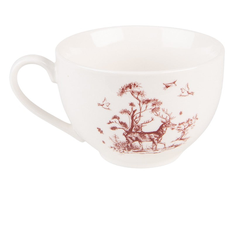 Kaffeetasse mit Untertasse Hirsch -rot-