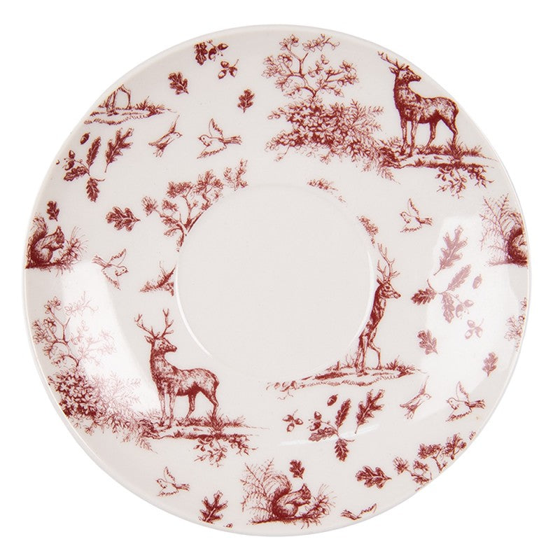 Kaffeetasse mit Untertasse Hirsch -rot-