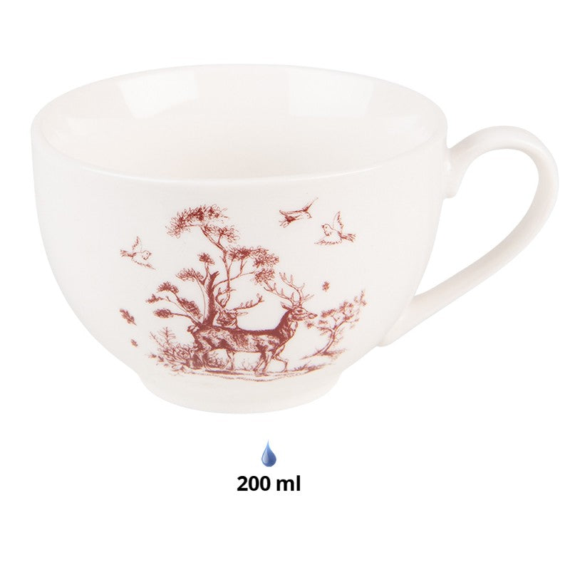 Kaffeetasse mit Untertasse Hirsch -rot-