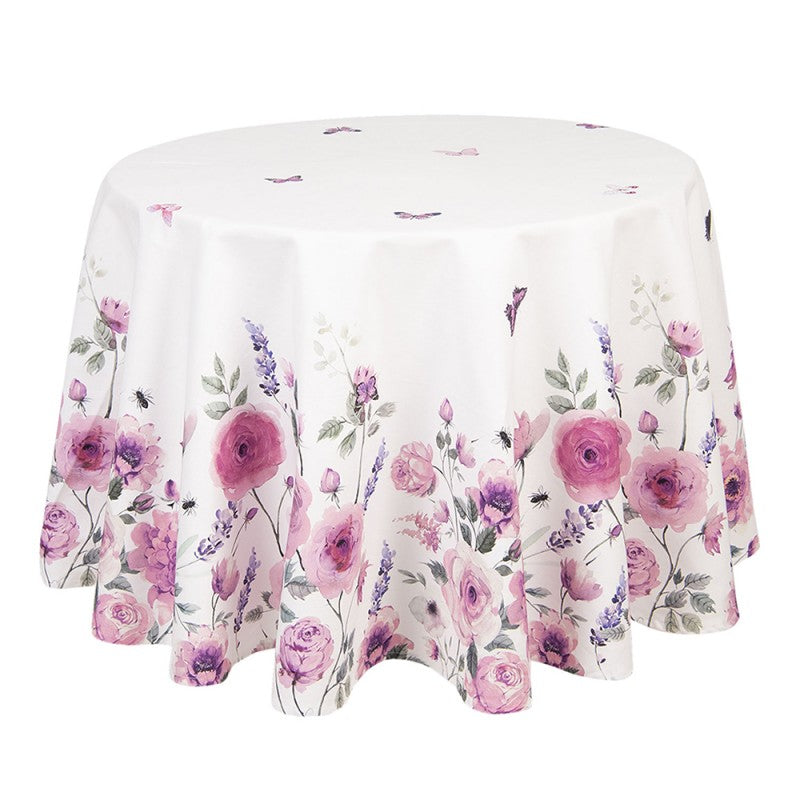 Tischdecke 170cm Durchmesser rund -Lilac Roses-
