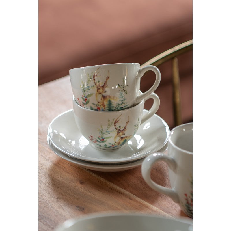 Kaffeetasse mit Untertasse Hirsch