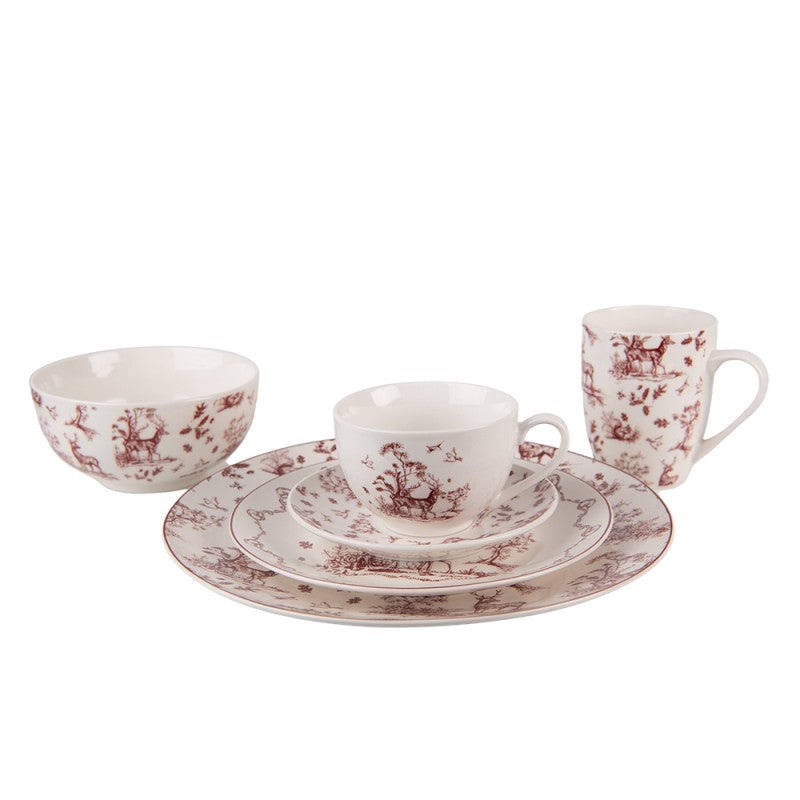 Kaffeetasse mit Untertasse Hirsch -rot-