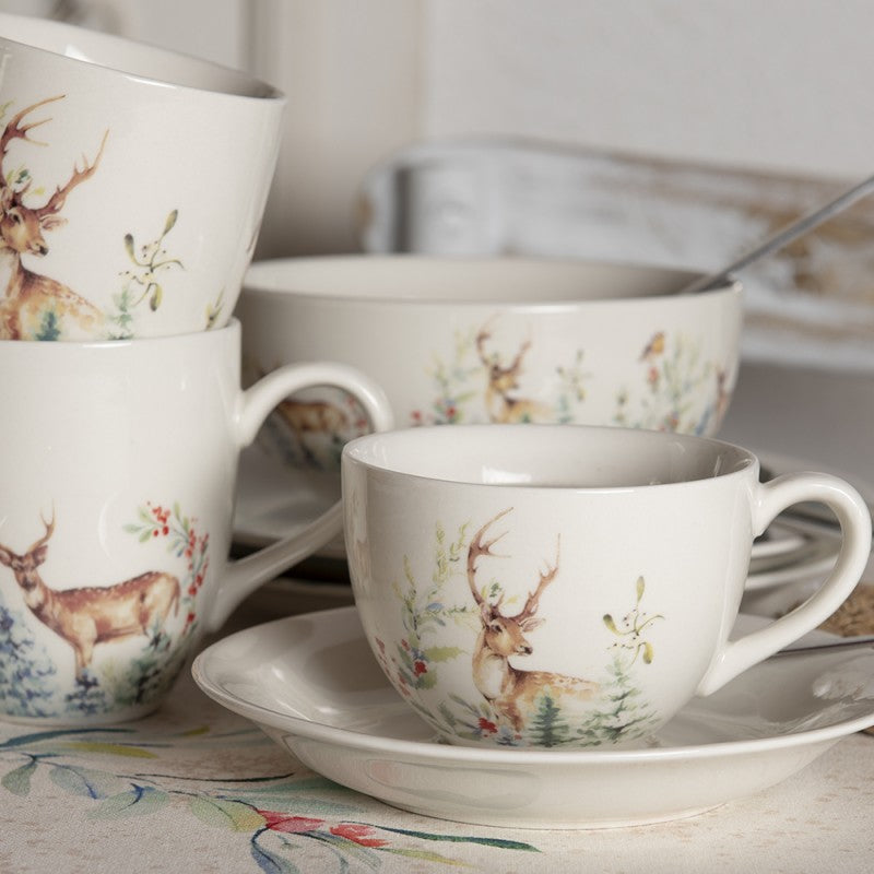 Kaffeetasse mit Untertasse Hirsch