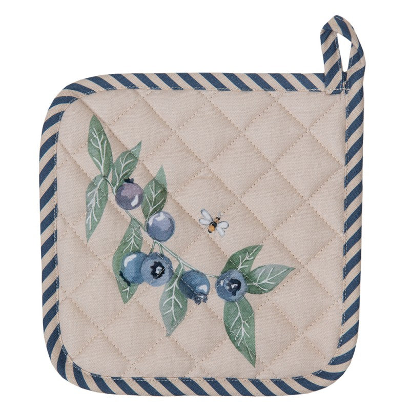 Topflappen Blaubeeren mit Biene